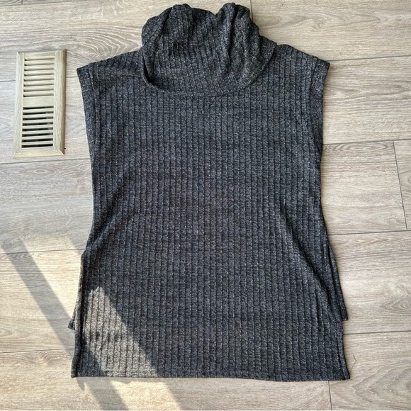 Umgee Grey Ribbed Knit Cowl Neck Lagenlook Tunic  Top - Picture 8 of 14
